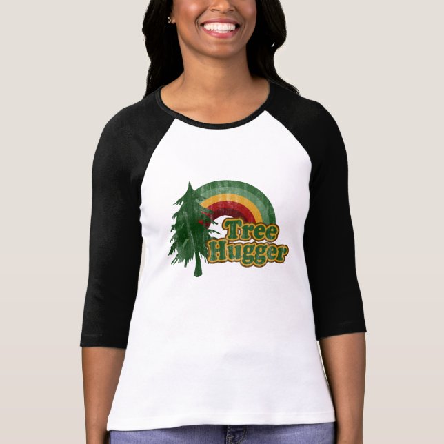 Baum Hugger Hippie-Regenbogen T-Shirt (Vorderseite)