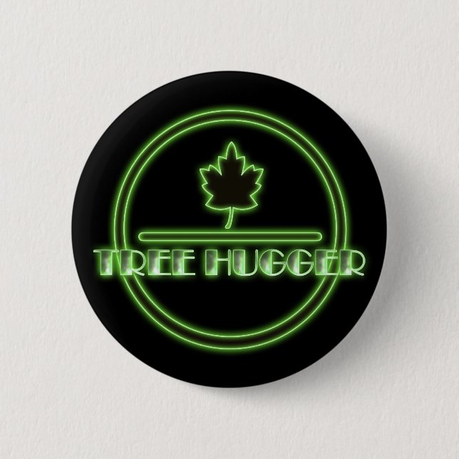 Baum Hugger Neon-Knopf Button (Vorderseite)