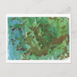 Baum in blauer und grüner Landschaft Postkarte