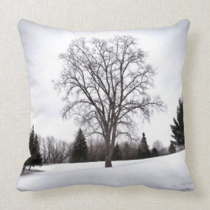 Baum in Landschaft Früher Frühlings Schnee Kissen