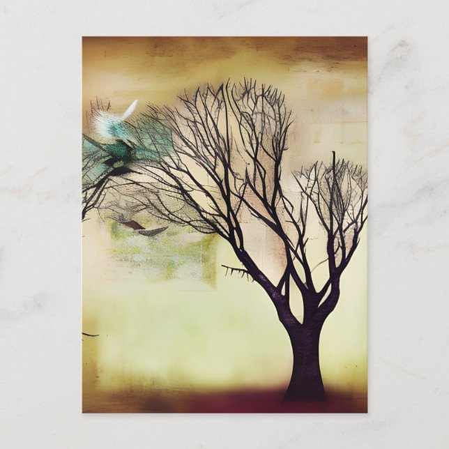 Baum in Mischtechnik Postkarte (Vorderseite)
