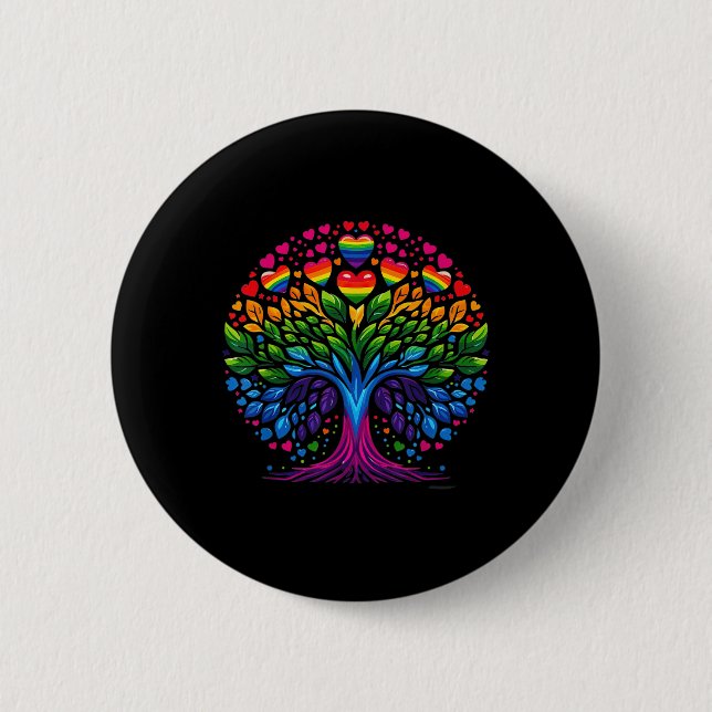 Baum Leben Regenbogen Lgbt Cool Gay Pride Flagge V Button (Vorderseite)