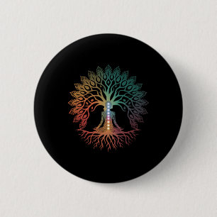 Baum Lebens Frau Yoga Chakra Spiritual Button