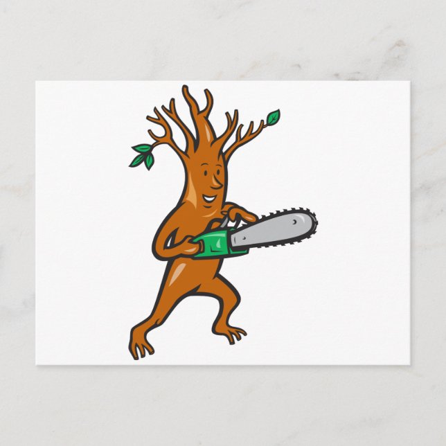 Baum Man Arborist mit Chainsaw Postkarte (Vorderseite)