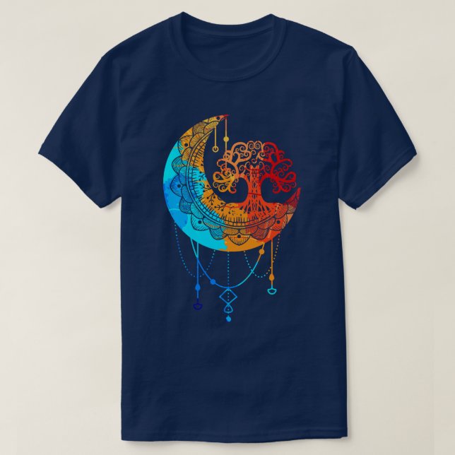 Baum Mandala Moon Chakra Yoga Meditation m T-Shirt (Design vorne)