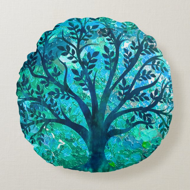 Baum-Medaillon Rundes Kissen (Vorderseite)