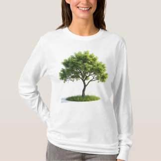 Baum mit dünnen Ästen und grünen Blätter T-Shirt