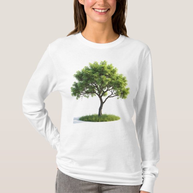Baum mit dünnen Ästen und grünen Blätter T-Shirt (Vorderseite)