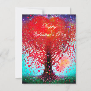 Baum mit fallenden Herzen Valentinstag Feiertagskarte
