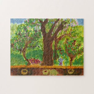 Baum mit Geschenken und Puzzlen der Schildkröte