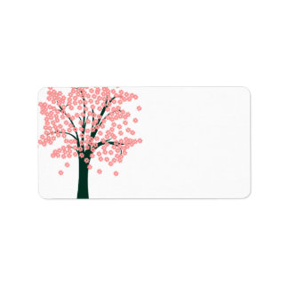 Baum mit rosa Blume Adressaufkleber