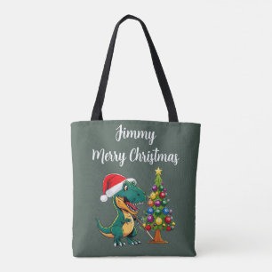 Baum mit T-Rex-Weihnachtsmannmütze aus Billardkuge Tasche