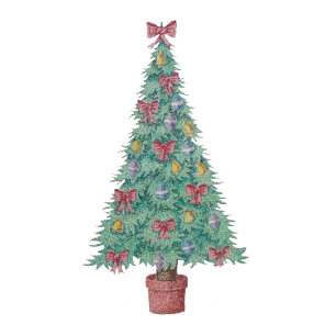 Baum mit Verzierungen roten Bögen Glocken Weihnac Krawatte