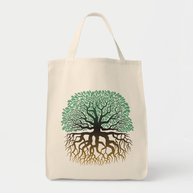 Baum mit Wurzellebensmittelgeschäft-Tasche Tragetasche (Vorne)