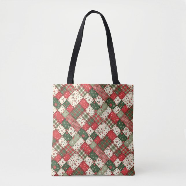 Baum Muster Weihnachten Patchwork grün rot Tasche (Vorderseite)