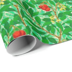 Baum-Muster William Morriss Lychee, hellgrün Geschenkpapier