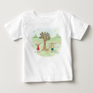 Baum-Pose-Kleinkind-langes Hülsen-Shirt Baby T-shirt