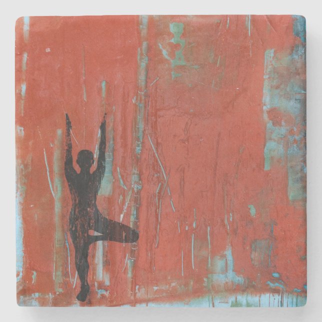 Baum-Pose-Yoga-Mädchen-Stein-Untersetzer Steinuntersetzer (Vorderseite)