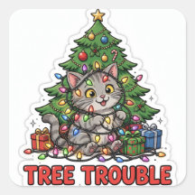 Baum-Problem-Aufkleber — Graue Tabby-Kätzchen-Weih