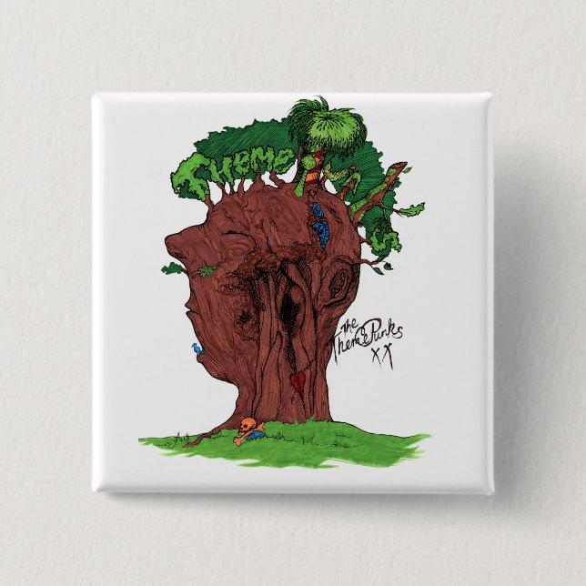 Baum-Punk-quadratischer Knopf Button (Vorderseite)