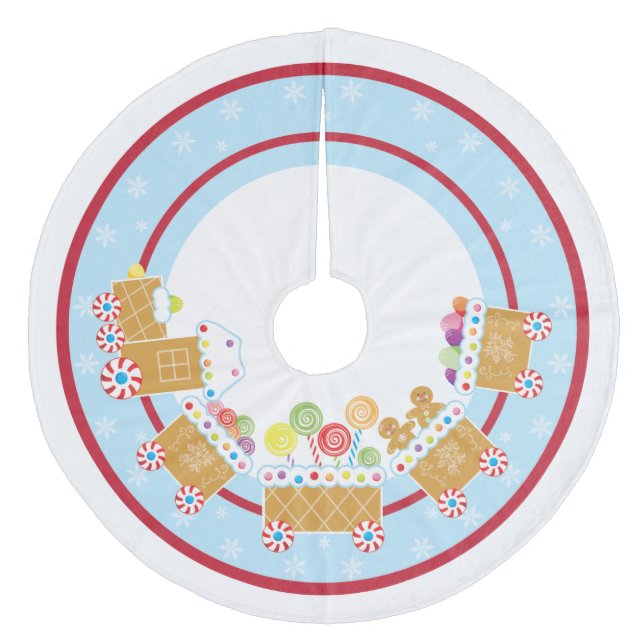 Baum-Rock des Lebkuchen-Zug-| Fleece Weihnachtsbaumdecke (Vorderseite)