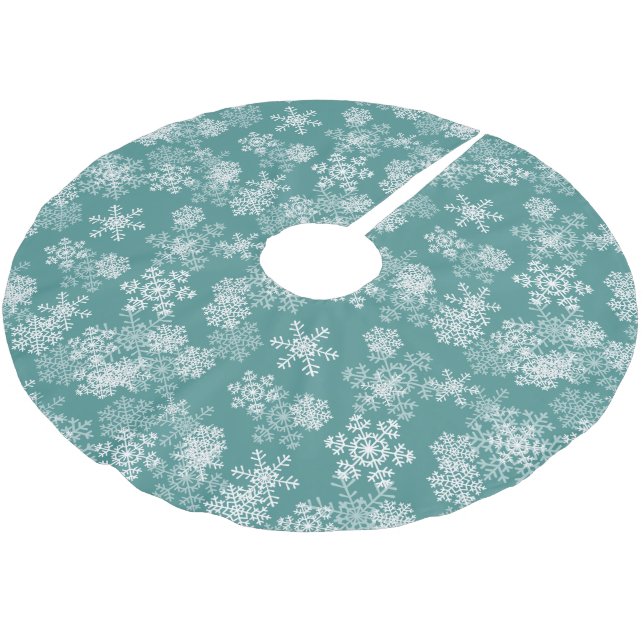 Baum Rock-Schneeflocke-Aquamarin Polyester Weihnachtsbaumdecke (Schrägansicht)