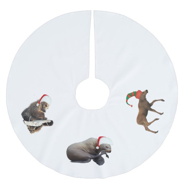 Baum-Rock w/seal, Bär und Elche Polyester Weihnachtsbaumdecke (Vorderseite)