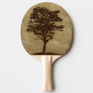 Baum-Silhouette auf Bronzehintergrund Tischtennis Schläger