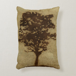 Baum-Silhouette auf Bronzehintergrund Zierkissen