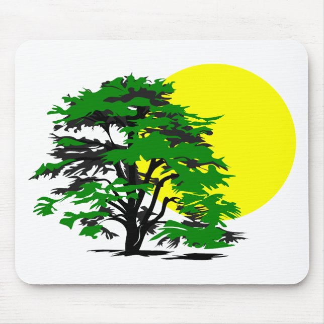Baum-Silhouette-Einstellung Sun Mousepad (Vorne)