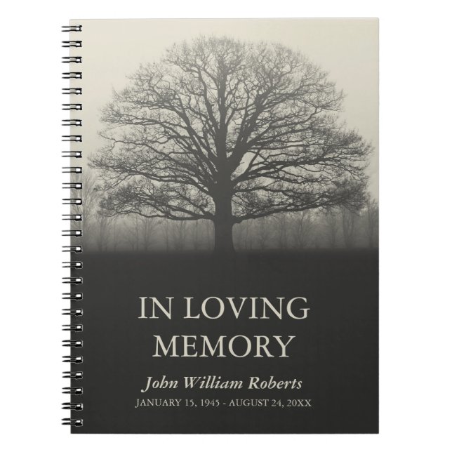 Baum-Silhouette in liebevollem GedächtnisGuestbook Notizblock (Vorderseite)