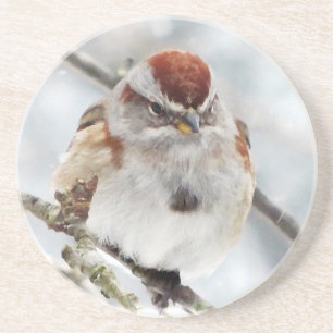 Baum-Spatz im Winter Untersetzer