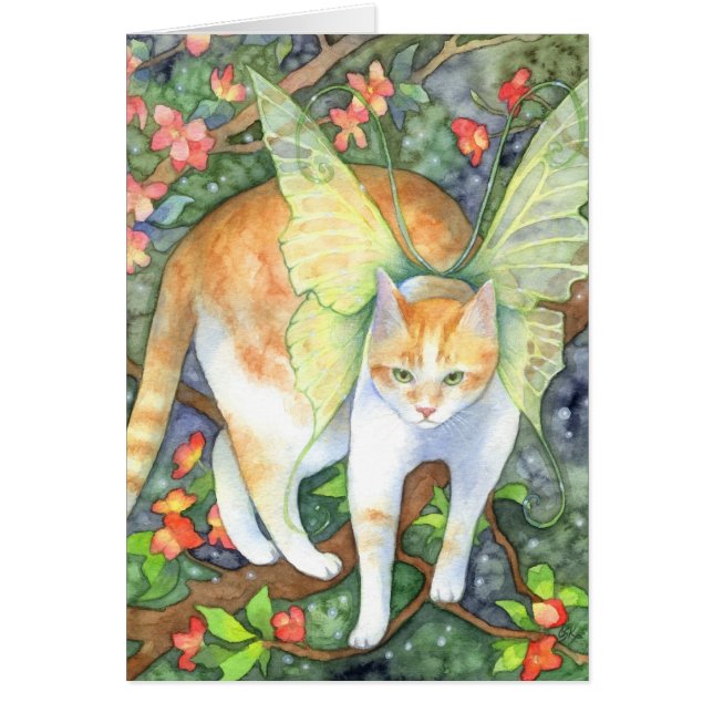 Baum-Tiger - Fantasie-feenhafte Katzen-Kunst-Karte (Vorne)