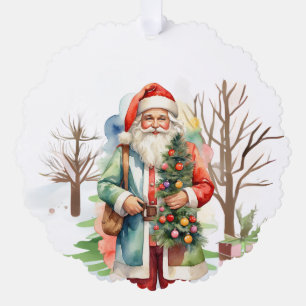 Baum umarmt Santa Paper Ornament Card Karte