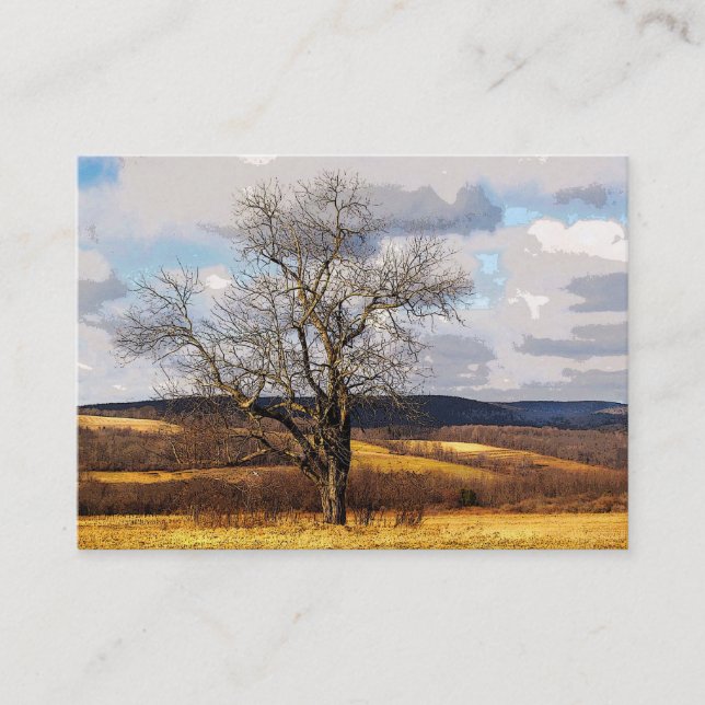 Baum und entferntes Hügel ATC Visitenkarte (Vorderseite)
