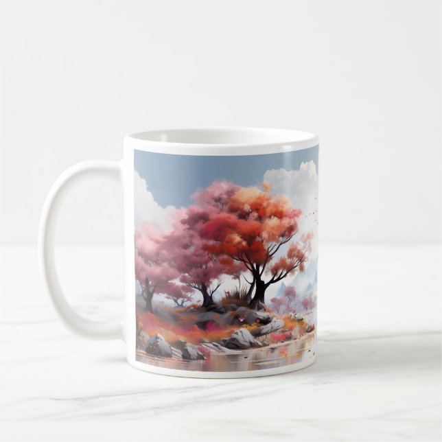 Baum und Fluss in der Fantasiewelt Kaffeetasse (Links)