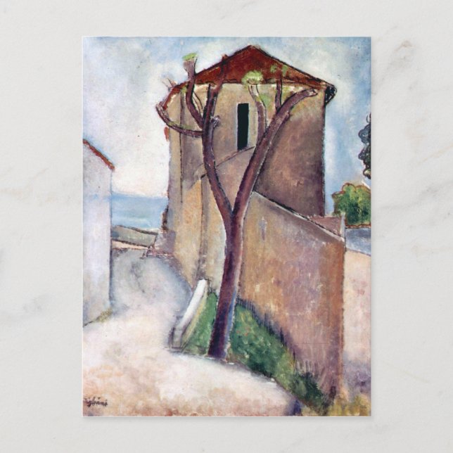 Baum und Haus von Amedeo Modigliani Postkarte (Vorderseite)