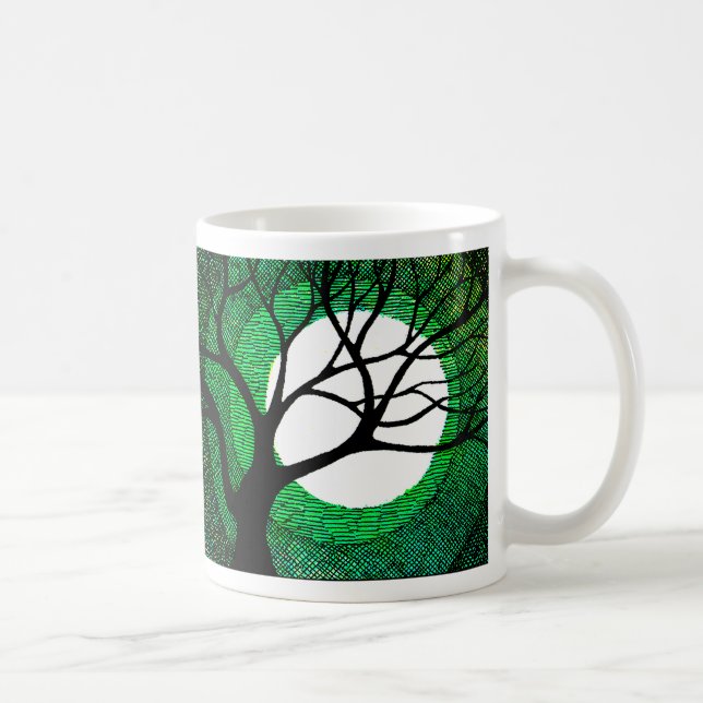 Baum und Mond - Grün Kaffeetasse (Rechts)
