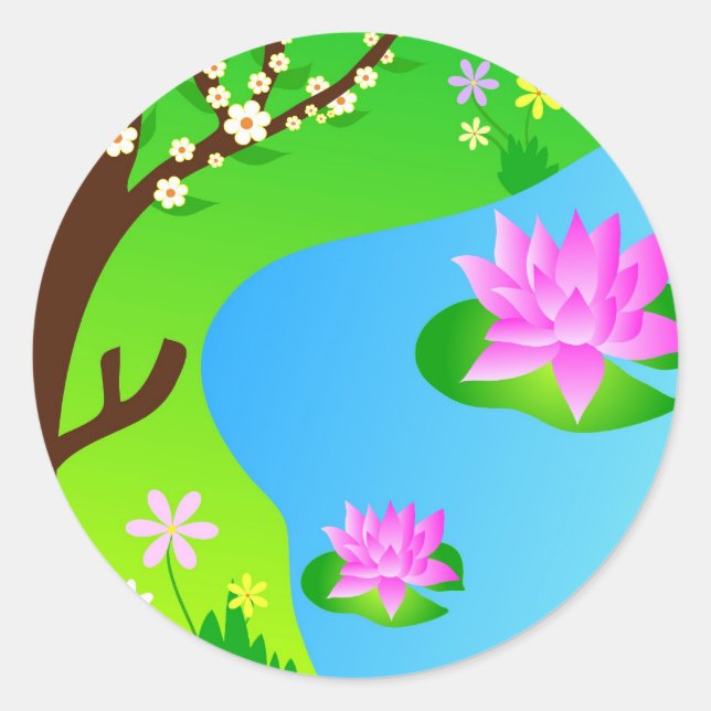 Baum und Teich - Aufkleber (Vorderseite)