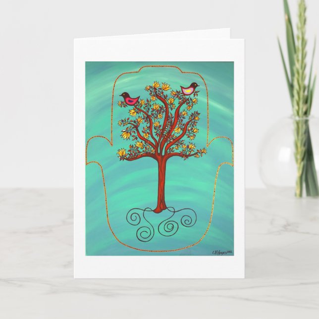"Baum von Leben Hamsa" Anmerkungskarte Karte (Vorderseite)