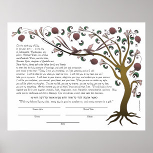 Baum von Leben ketubah mit einem hebräischen Zitat Poster