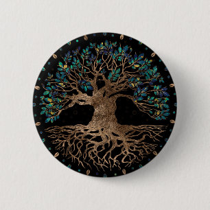 Baum - Yggdrasil Golden und Marmor Button
