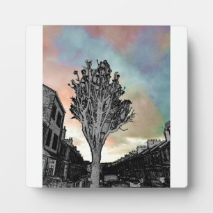 Baum zeichnend gegen Foto Fotoplatte