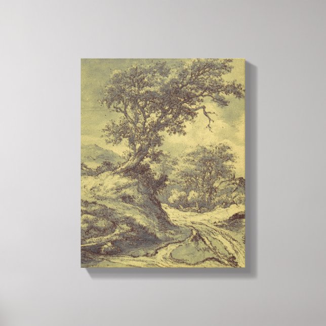 Baum Zeichnend Vintage Kunst - veränderte Digitald Leinwanddruck (Vorderseite)