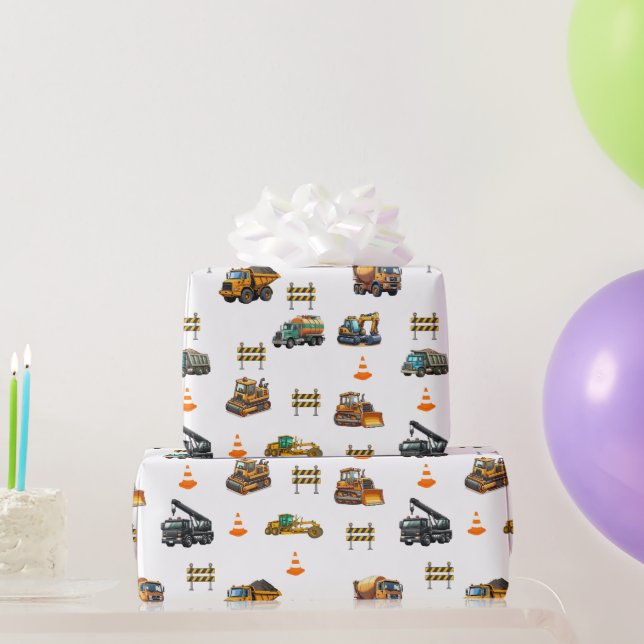 Baumaschinen  geschenkpapier (Partygeschenke)