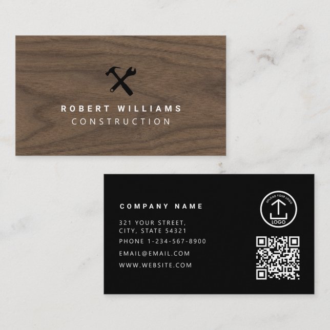 Baumaterial-Handwerker-Tools QR-Code Visitenkarte (Vorne/Hinten)