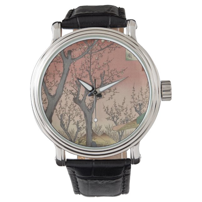 Baumblüten Pflaumengarten Japanisch Armbanduhr (Vorderseite)