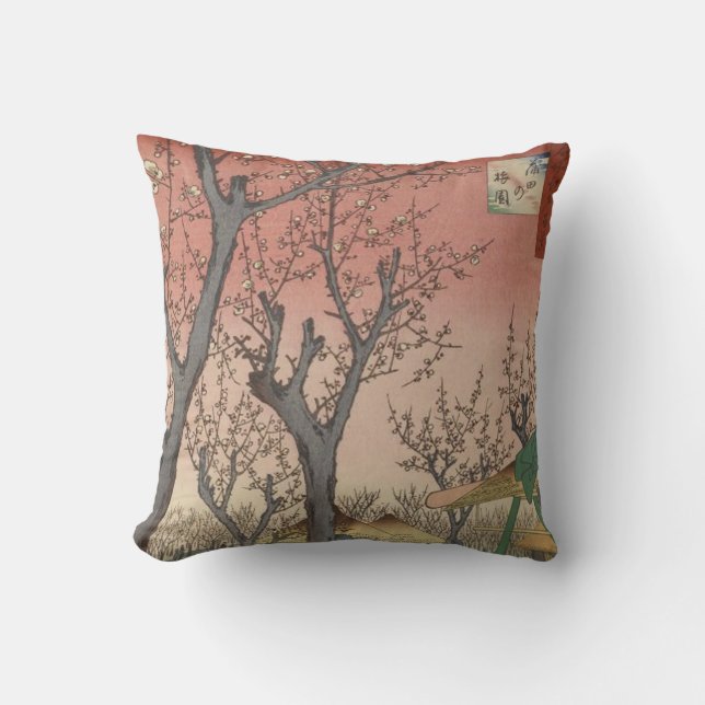 Baumblüten Pflaumengarten Japanisch Kissen (Vorderseite)