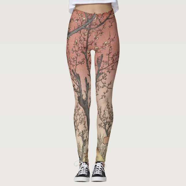 Baumblüten Pflaumengarten Japanisch Leggings (Vorderseite)