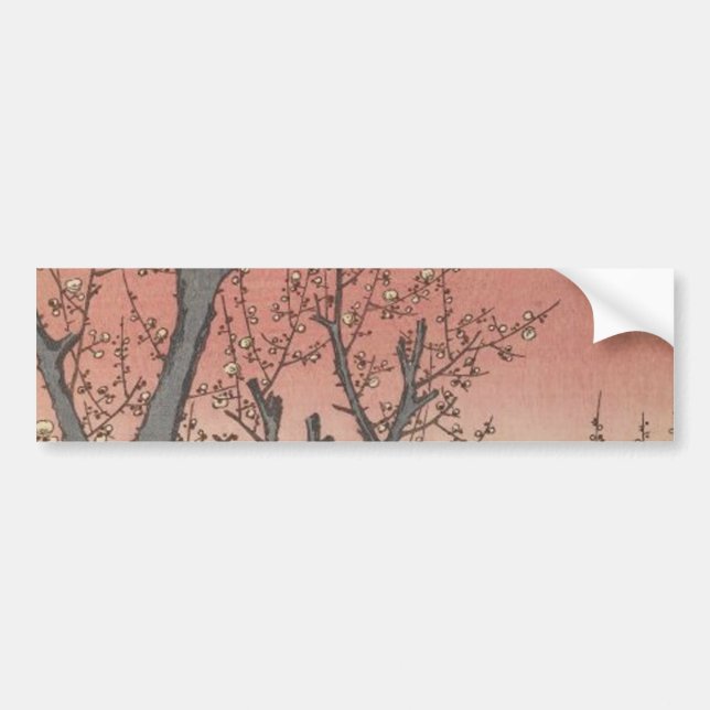 Baumblüten Pflaumengarten Japanischer Holzblock Autoaufkleber (Vorne)